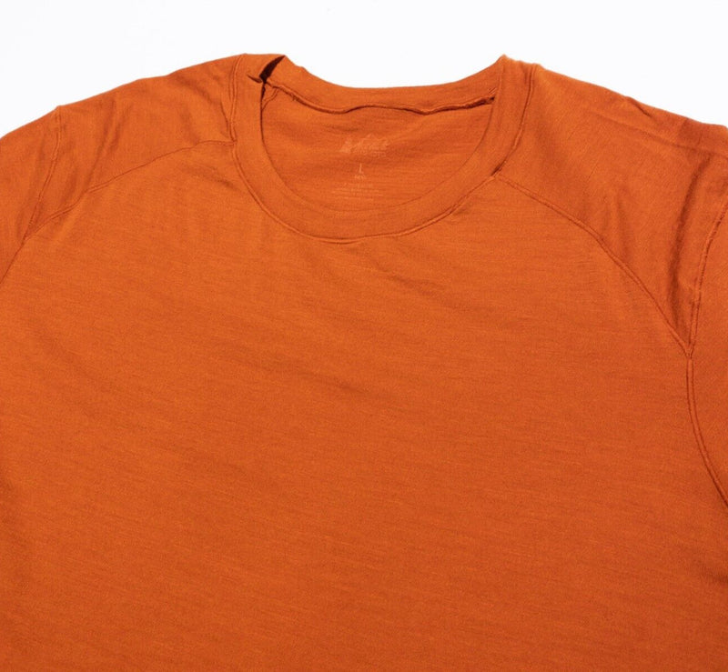 REI Base Layer Men's Large Merino Wool Long Sleeve Crew Neck Outdoor Orange