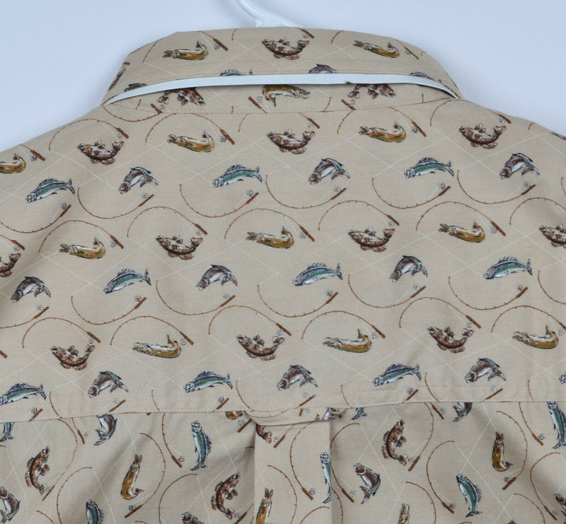 Vintage 90s Chaps Ralph Lauren Men's Sz Large Fish Pattern Button-Down Shirt NWT