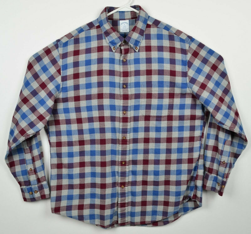 Brooks Brothers Men’s XL Flannel Regent Red Blue Buffalo Plaid Button-Down Shirt