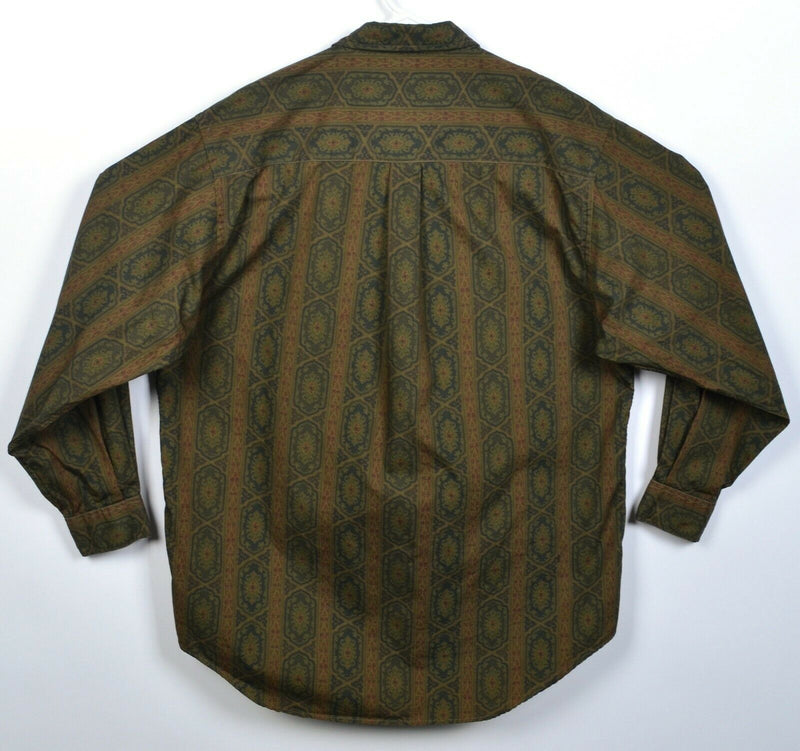 Christian Dior Monsieur Men's Large Paisley Green Vintage 80s Button-Front Shirt