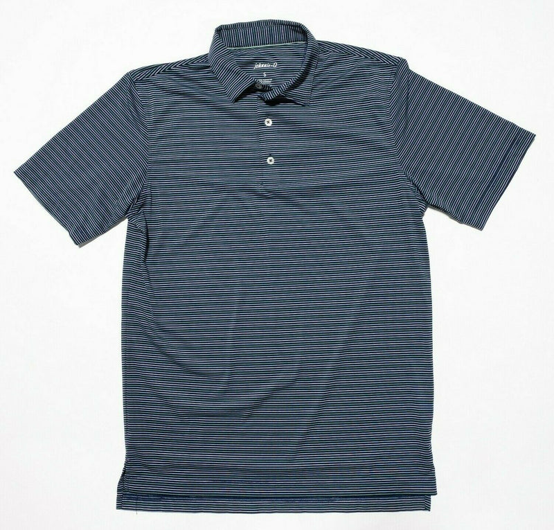 johnnie-O Polo Small Men's Golf Blue Striped Wicking Stretch Prep-Formance