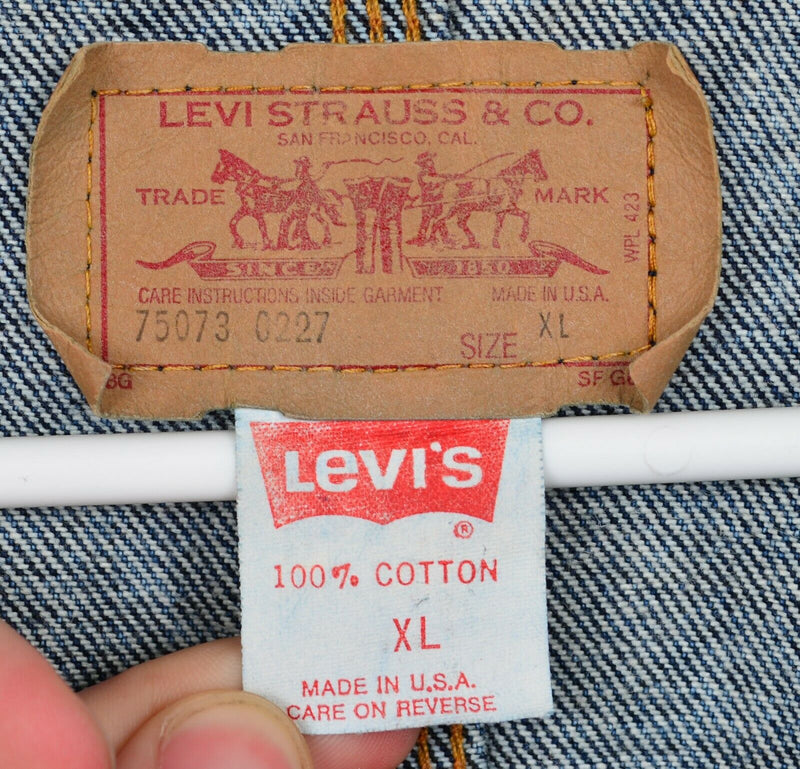 Vtg Levi's Men's Sz XL Acid Wash Corduroy Collar Made in USA Grunge Denim Jacket