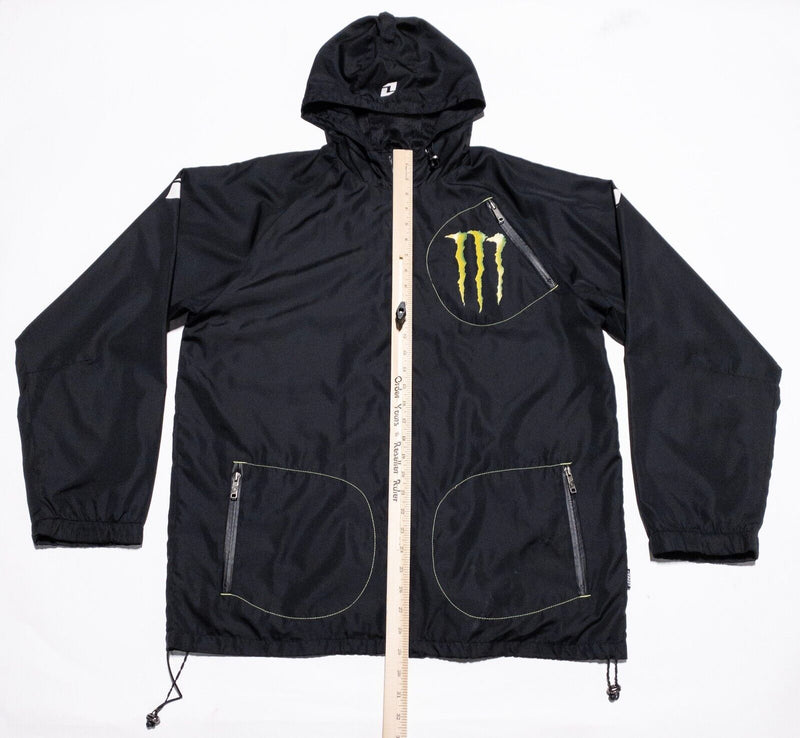 Monster Energy Jacket Men's Large One Industries Hooded Black Army Windbreaker