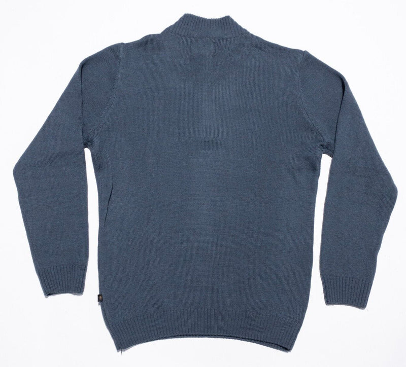 Allen Edmonds Sweater Men's Medium Merino Wool 1/4 Zip Pullover Knit Blue