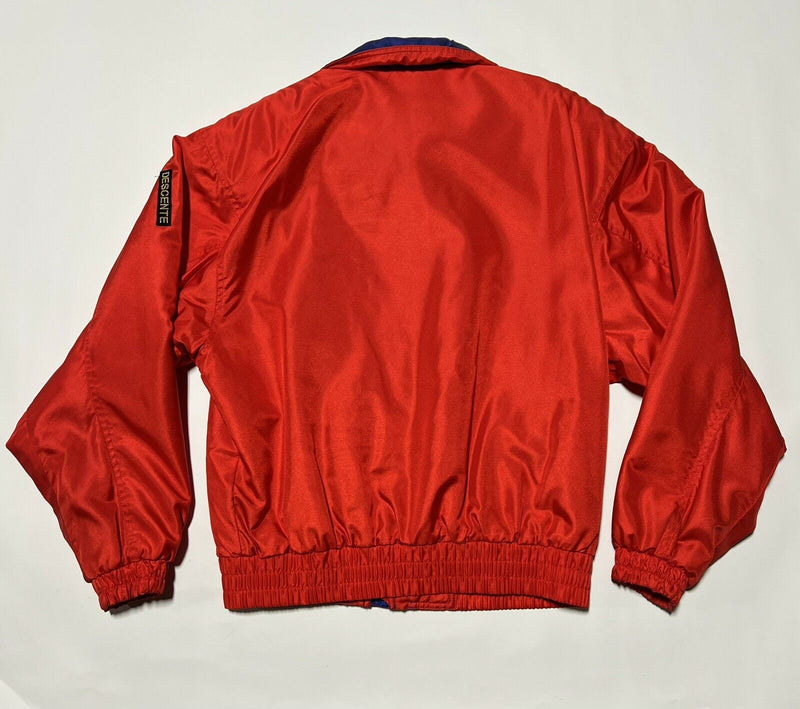 Descente Men's Medium Vintage 80s 90s Ski Jacket Red Zip Snap Spell Out