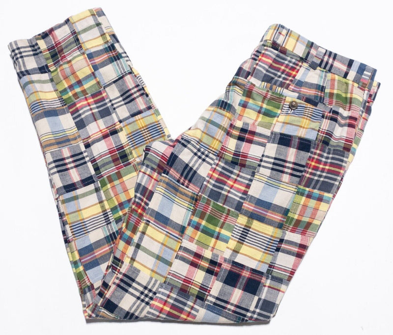 Brooks Brothers Madras Pants Men's 35x34 Patchwork Plaid Indian Madras Clark