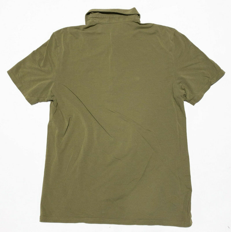 Criquet Olive Green Polo Shirt Short Sleeve Logo Men's Large Slim Fit