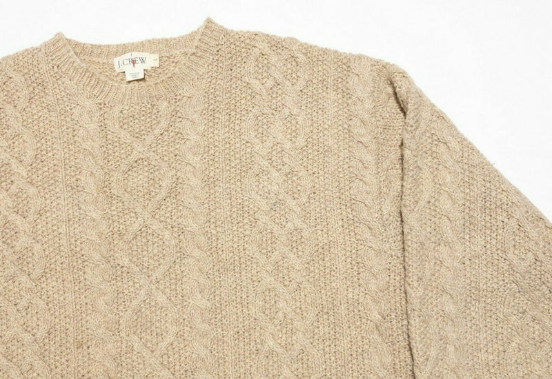 Vintage 90s J. Crew Men's Large Cable-Knit Wool Fisherman Oat Hand Kni