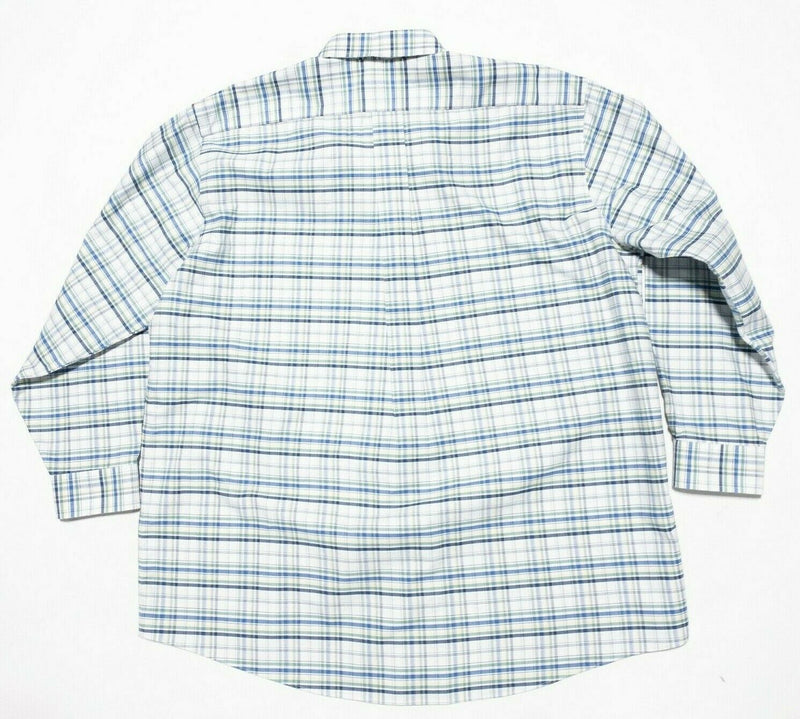 L.L. Bean Wrinkle-Free Classic Oxford Cloth Shirt Green Blue Plaid Men 17.5-33