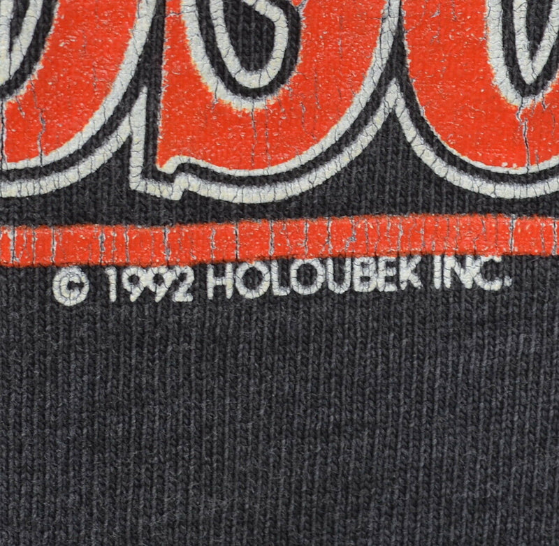 Vintage 1992 Harley-Davidson Men's Large Spell Out Collar Outline Logo T-Shirt