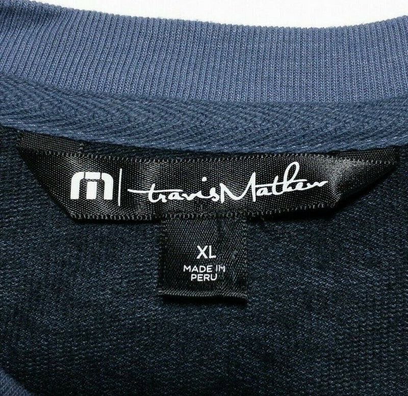 Travis Mathew Men's XL Crewneck Sweatshirt Blue Polyester Pima Cotton Modal Golf