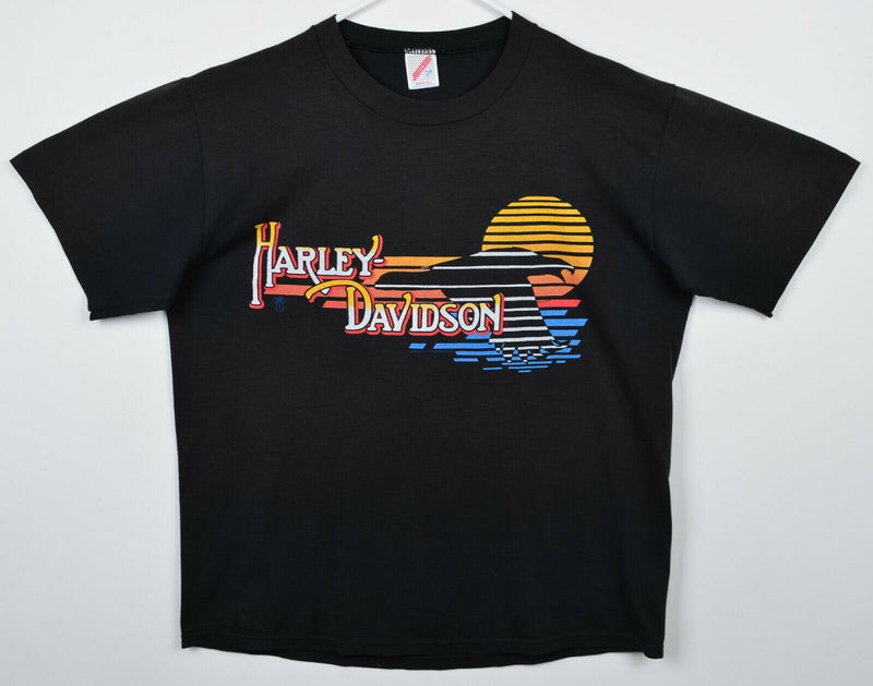 Vintage 80s Harley-Davidson Men's Large Eagle Paper Thin Double-Sided T-Shirt