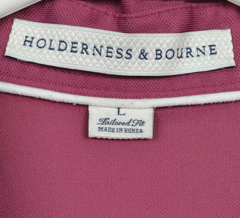 Holderness & Bourne Men's Large Tailored Fit Magenta Red Wicking Golf Polo Shirt
