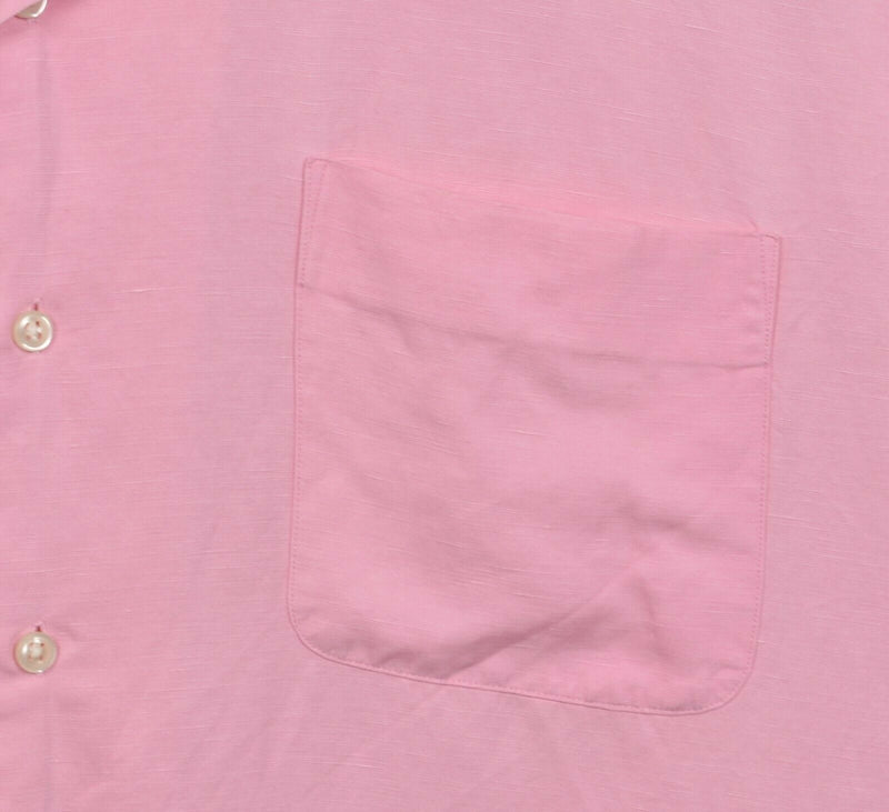 Polo Ralph Lauren Men's XL Silk Linen Blend Solid Pink Caldwell Camp Shirt