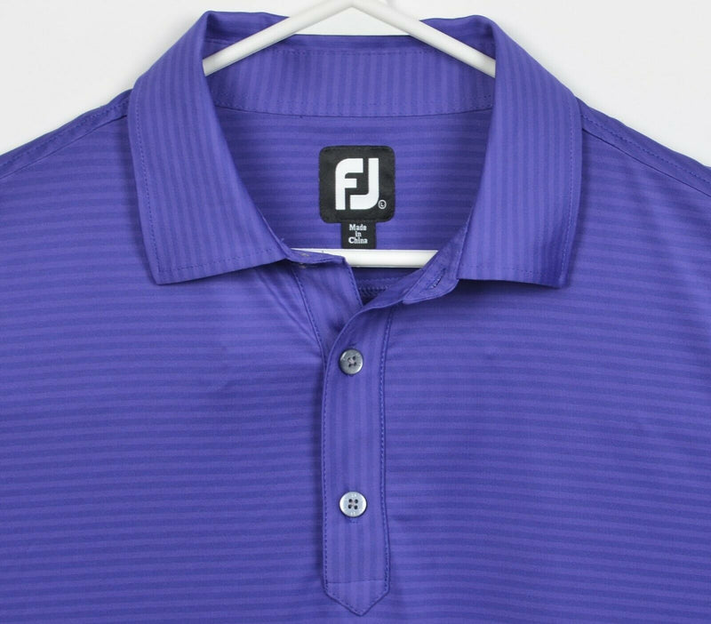 FootJoy Men's Large Purple Striped Wicking FJ Golf Performance Polo Shirt