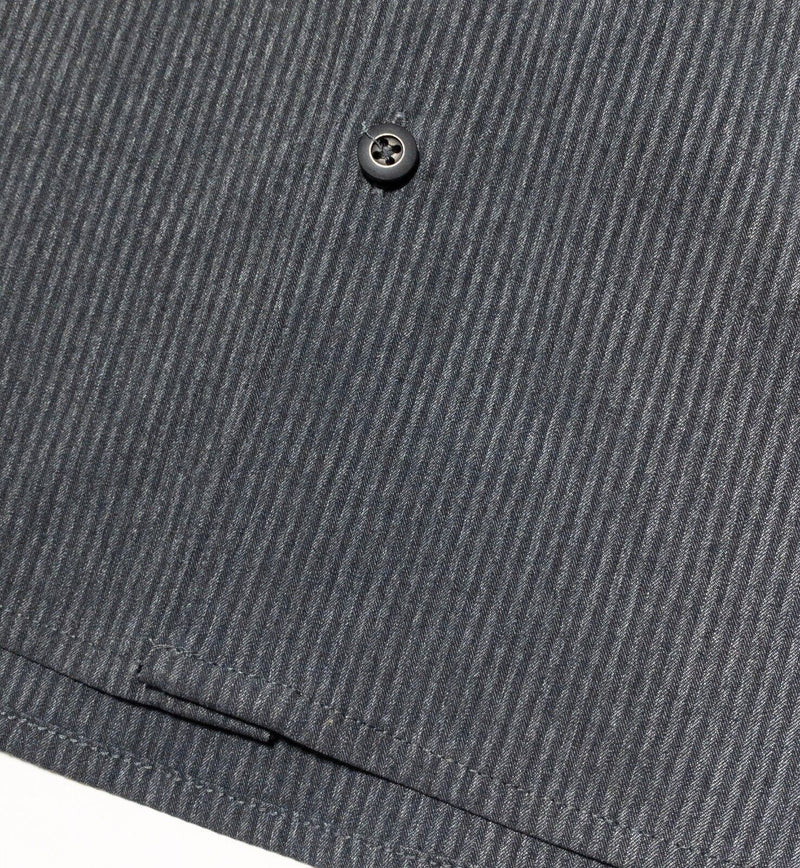 Lululemon Shirt Men's Fits 2XL Gray Striped Button-Front Stretch Short Sleeve