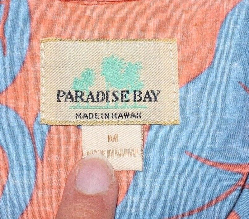 Paradise Bay Hawaiian Shirt Medium Men's Blue Red Floral Aloha Short Sleeve