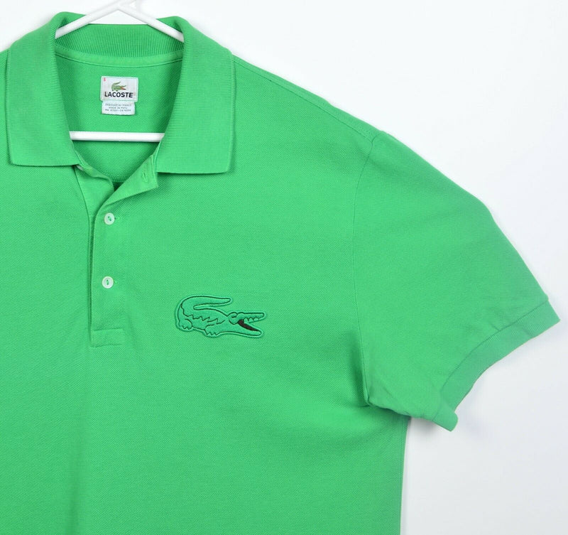 Lacoste Men's 5 (Large) Big Alligator Solid Green Gator Short Sleeve Polo Shirt