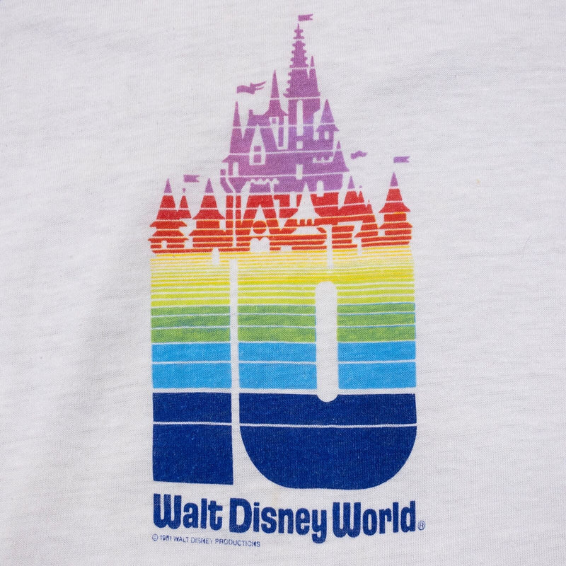 Vintage Walt Disney World T-Shirt Men Large 10th Anniversary 1981 Rainbow Castle