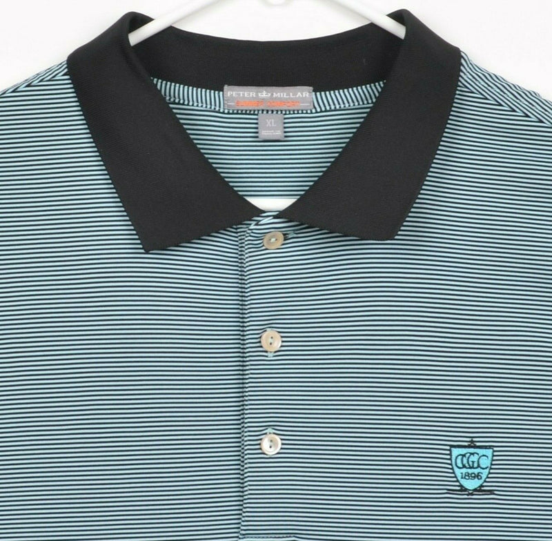 Peter Millar Men's Sz XL Summer Comfort Aqua Blue Black Golf Polo Shirt