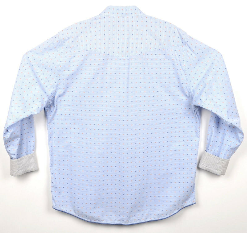 Tommy Bahama Men's Sz Medium Flip Cuff Blue Polka Dot Button-Front Shirt