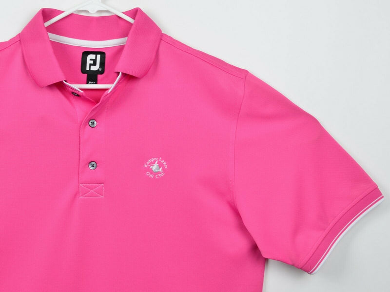 FootJoy Men's Sz Medium Hot Pink Golf Polo Shirt Kemper Lakes Golf Club