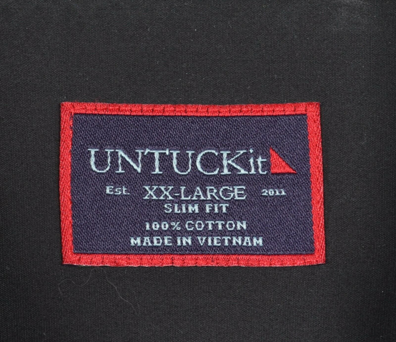 UNTUCKit Men's 2XL Slim Fit Solid Black Formal Casual Button-Front Shirt