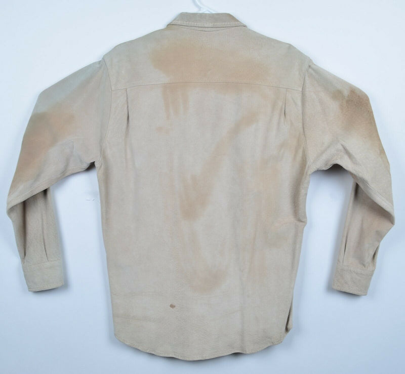 Vintage 70s Banana Republic (Pre-Gap) Men's Medium Leather Beige Safari Shirt