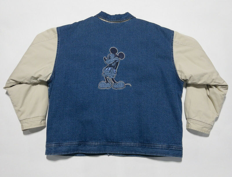 Vintage 90s Mickey Mouse Men's XL Disney Denim Varsity Embroidered Snap Jacket