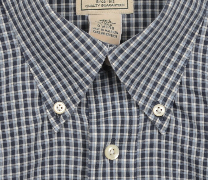 L.L. Bean Men's Large Wrinkle Resistant Blue Check Button-Down Shirt