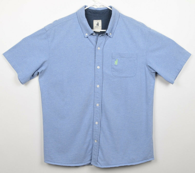 Johnnie-O Men's Sz Large Blue Button-Down Surfer Logo Pocket Short Sleeve Shirt
