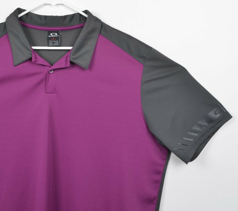 Oakley Men's Sz 2XL Purple Gray Two Tone Polyester Golf Polo Shirt