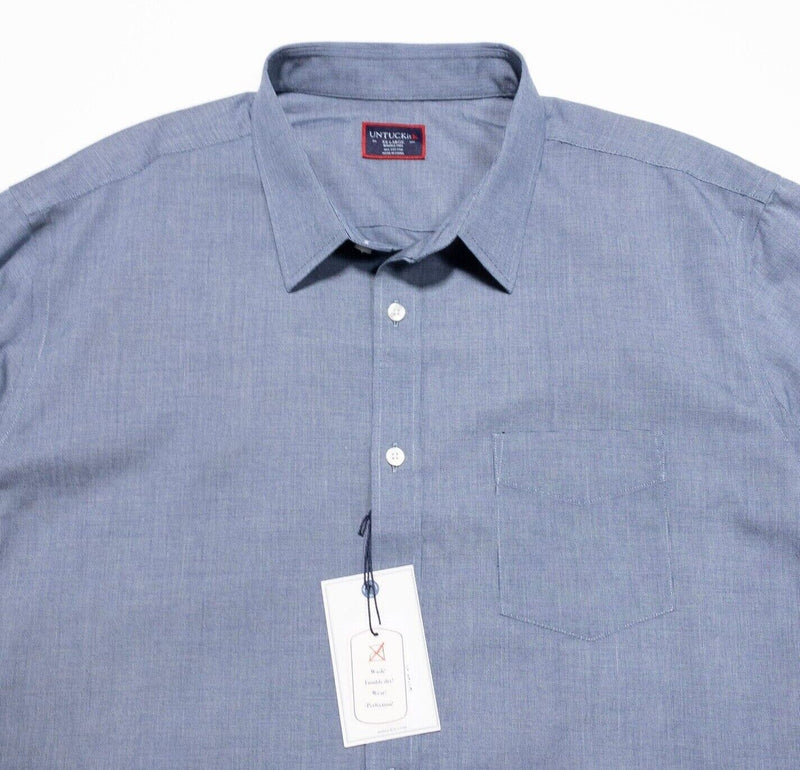 UNTUCKit XXL Shirt Men's Long Sleeve Wrinkle Free Blue Cesare Business Casual