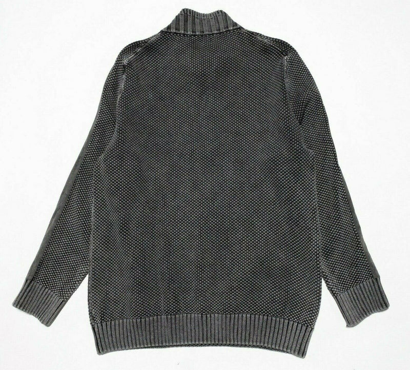 Carbon 2 Cobalt Sweater Men's XL 1/4 Zip Knit Heavy Gray Distressed Pullover