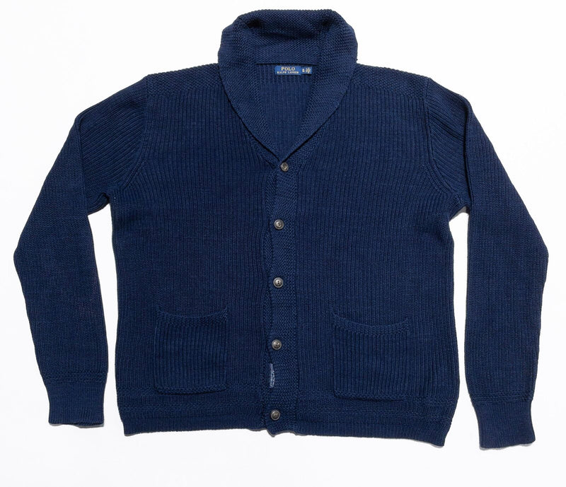 Polo Ralph Lauren Cardigan Sweater Men's XL Shawl Collar Knit Navy Blue Preppy