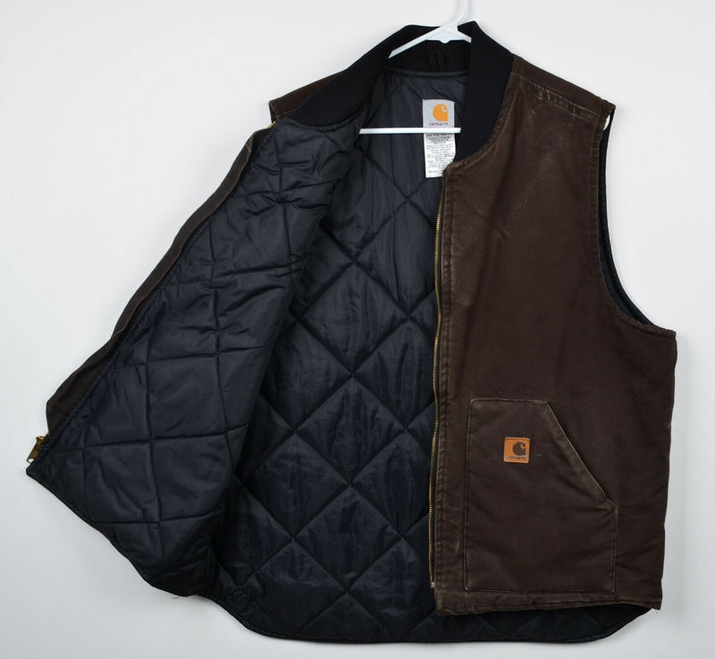 Carhartt Men's XLT Quilt Lined Brown Sandstone Duck Zip Arctic Vest V02 DKB