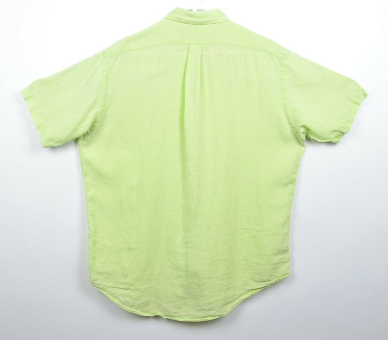 Polo Ralph Lauren Men Large Classic Fit 100% Linen Lime Green Short Sleeve Shirt