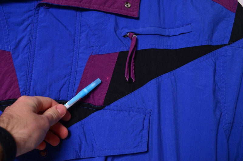 Vintage 90s Alpine Ski Men's Large Pullover Colorblock Blue Ski Anorak Jacket