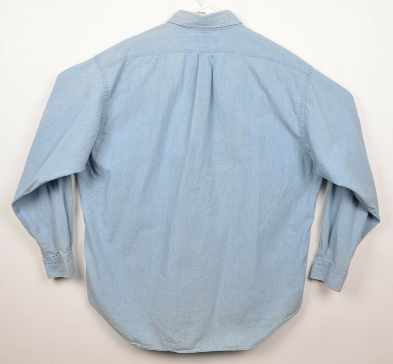 Polo Ralph Lauren Men's Sz Large BIG Shirt Denim Chambray Long Sleeve Shirt