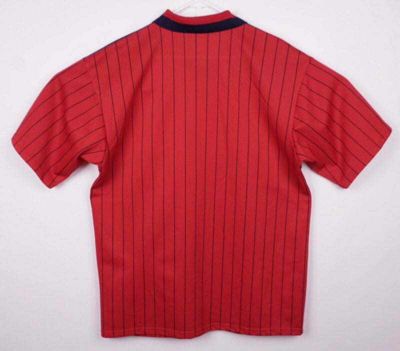 Vtg Cleveland Indians Men's Large Majestic Red Navy Pinstriped Baseball Jersey