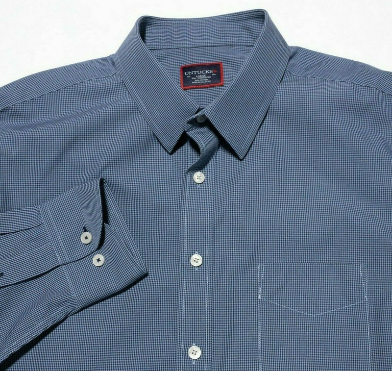 UNTUCKit Wrinkle Free Cruz Shirt Blue Micro-Check Men's LT (Large Tall)