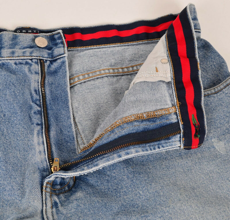 Vtg Tommy Hilfiger Men's Sz 38 Denim Jean Big Flag Spell Out Distressed Shorts