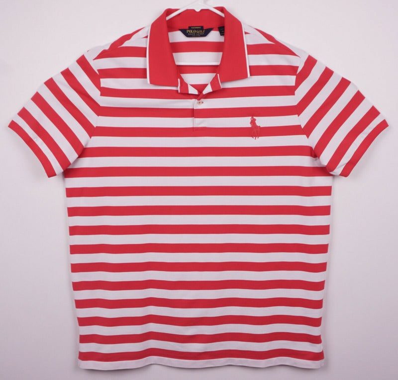 Polo Golf Ralph Lauren Men's 2XL Pro Fit Performance Red Striped Big Pony Shirt