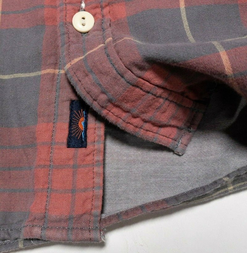 Faherty Reversible Flannel Shirt Pink Plaid Gray Button-Front Soft Men's Large