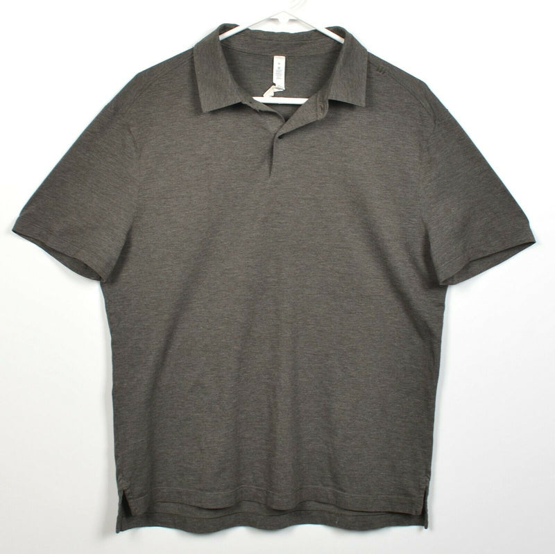 Lululemon Men's Medium Heather Gray/Olive Green Athleisure Wicking Polo Shirt
