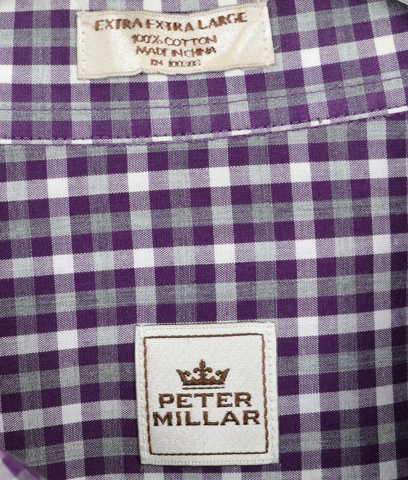 Peter Millar Men's 2XL Purple Gray Check Long Sleeve Button-Front Shirt