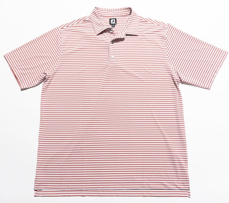 FootJoy Golf Shirt 2XL Men's Polo Red White Striped Wicking Stretch Performance