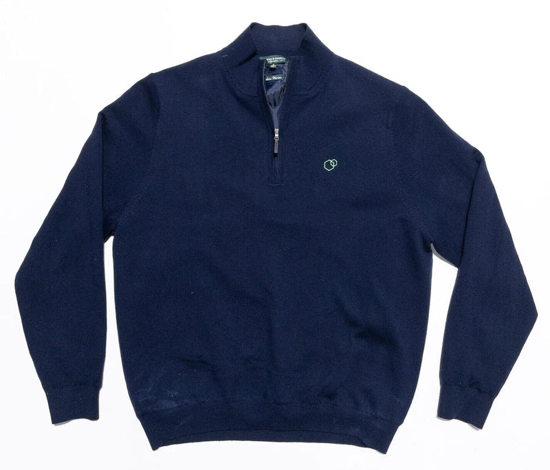 Fairway & Greene Sweater Men's XL Lined Merino Wool Golf 1/4 Zip Pullover Blue