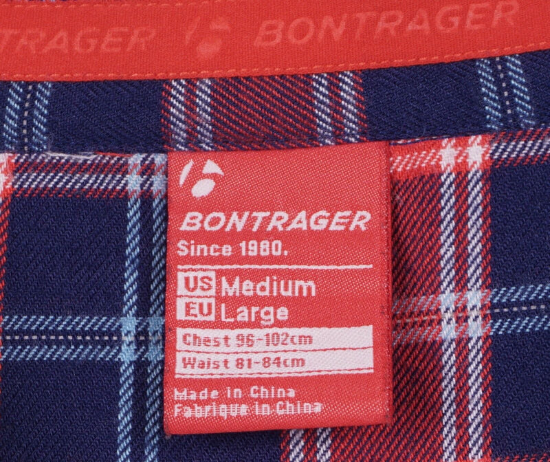 Bontrager Trek Men's Medium Flambeau Flannel Cycling Red Blue Plaid Casual Shirt