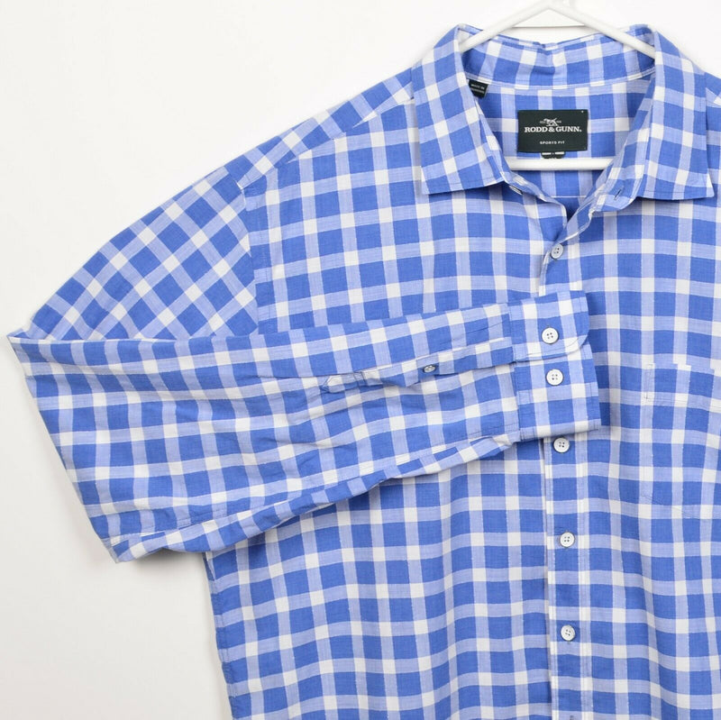 Rodd & Gunn Men's 2XL Sports Fit Blue Check Cotton Polyamide Button-Front Shirt